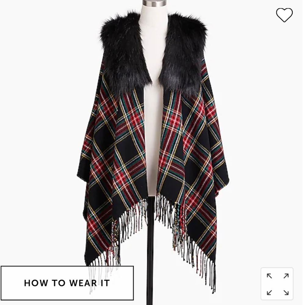 FAUX-FUR PLAID CAPE-SCARF